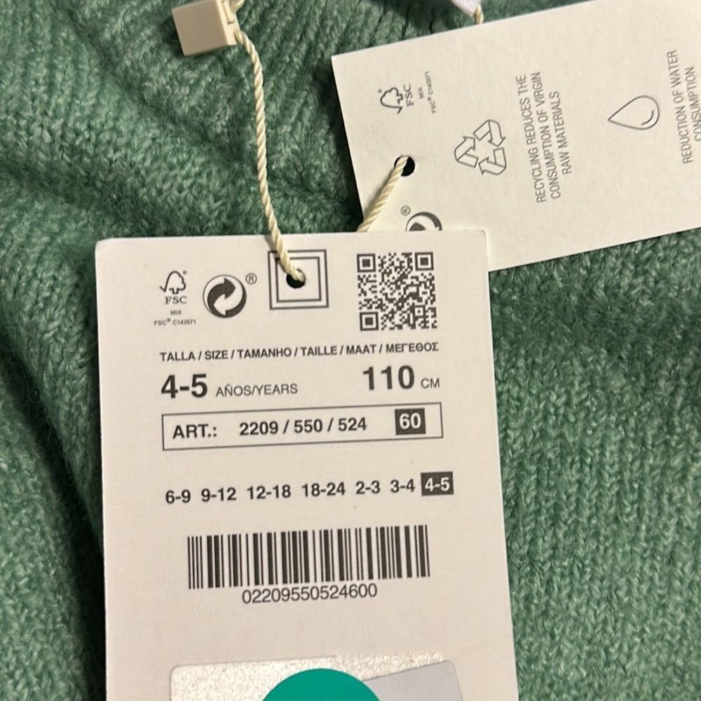 ZARA Kids | Green | RIBBED KNIT SWEATER - Picture 6 of 6